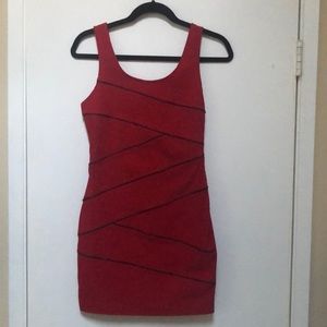 Red body con dress